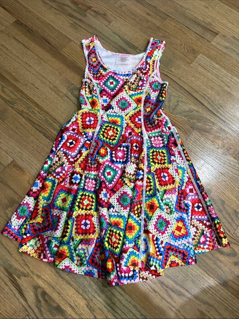 Brand new without tags*Girls’ Terez Bright Multicolor Crochet-Print Tank Dress